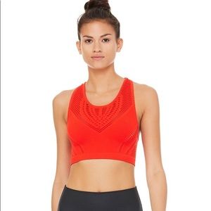 Alo Yoga Lark Perforated Sports Bra - Cherry